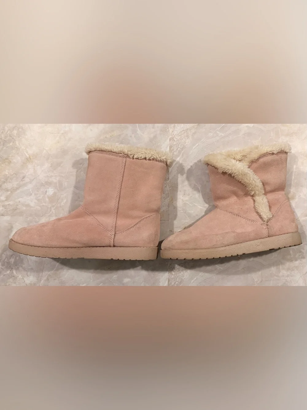 Women's Pink Faux-Suede Cozy Fur-Lined Winter Boots